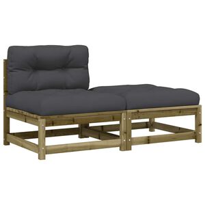 vidaXL Vrtna sofa bez naslona za ruke s jastucima i tabureom