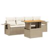 vidaXL 5-dijelni vrtni set sofa s jastucima bež od poliratana