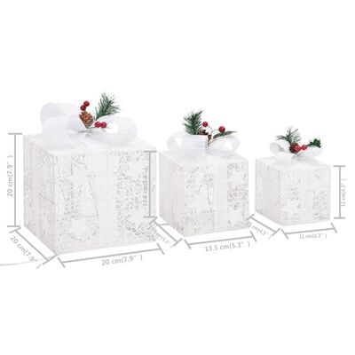 vidaXL Ukrasne božićne kutije za poklone 3 kom bijele