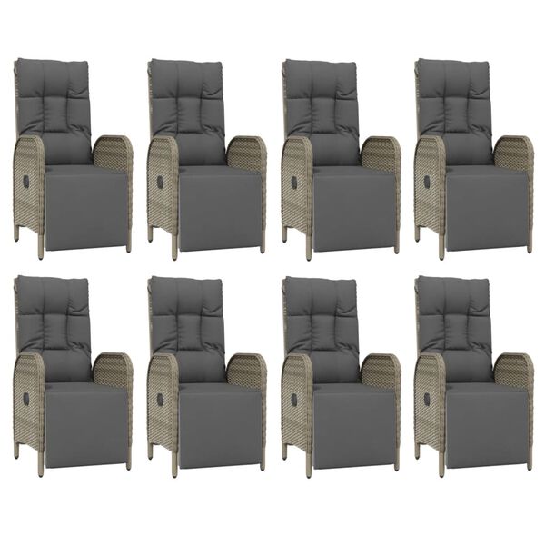 vidaXL 9-dijelni vrtni blagovaonski set sivi od poliratana