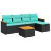 vidaXL 6-dijelni set vrtnih sofa s jastucima crni od poliratana