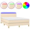 vidaXL Krevet box spring s madracem LED krem 140x200 cm od tkanine