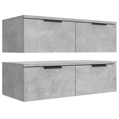 vidaXL Zidni ormarići 2 kom boja siva betona 68x30x20 cm drveni