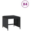 vidaXL Vrtni stolci s jastucima 4 kom crni 40x40x35 cm od poliratana