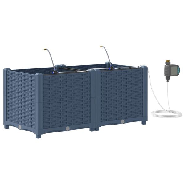 vidaXL Vrtna saksija 2 pcs Sivi 80 x 40 x 37,5 cm Plastika