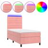 vidaXL Krevet box spring s madracem LED ružičasti 90x190 cm bar&scaron;unasti