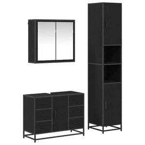 vidaXL Set namje&scaron;taja za kupaonicu 3 kom. Crni hrast 80 x 33 x 60 cm