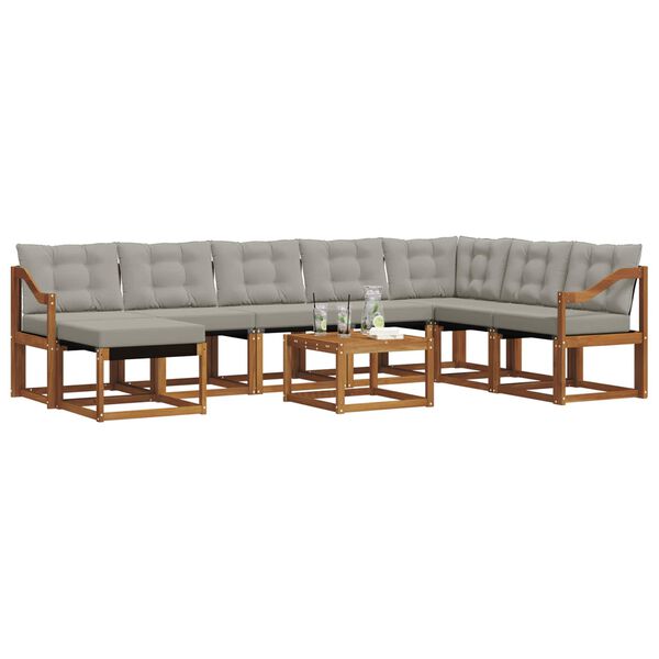 vidaXL Set vanjskih sofa s jastukom 9 pcs Prirodna i svijetlo siva