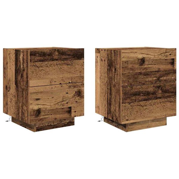 vidaXL Noćni ormar 2 pcs Staro drvo 45 x 40 x 55 cm Konstruirano drvo
