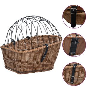 vidaXL Stražnja ko&scaron;ara za bicikl s pokrovom 55x31x36 cm prirodna vrba