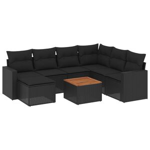 vidaXL 8-dijelni set vrtnih sofa od poliratana s jastucima crni