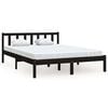 vidaXL Okvir za krevet od masivne borovine crni 135x190 cm bračni