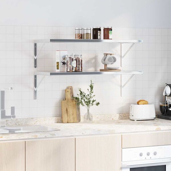 vidaXL Nosači za police 4 kom 40x2,5x25 cm srebrni nehrđajući čelik