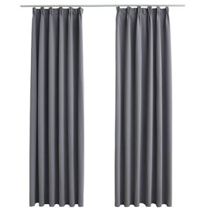 vidaXL Zavjese za zamračivanje s kukama 2 kom sive 140 x 175 cm