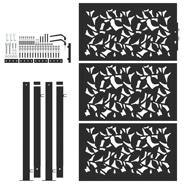 vidaXL Vrtna vrata crna 100x150 cm dizajn s čeličnim krilom
