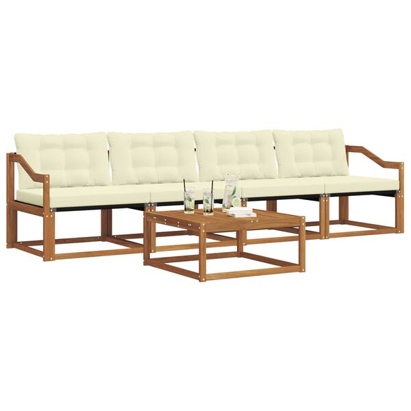 vidaXL Set vanjskih sofa s jastukom 5 pcs Prirodna i krem