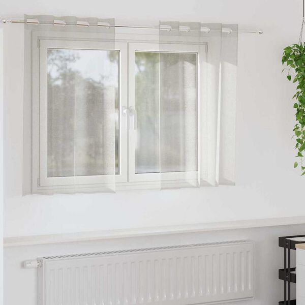 vidaXL Voile zavjesa sa zavjesama 2 pcs Krema 140 x 140 cm Poliester