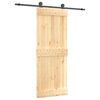 vidaXL Klizna vrata Prirodna i crna 80 x 210 cm Čvrsta borovina