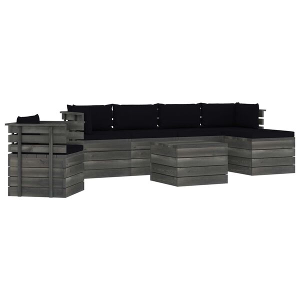 vidaXL 7-dijelna vrtna garnitura od paleta od borovine s jastucima