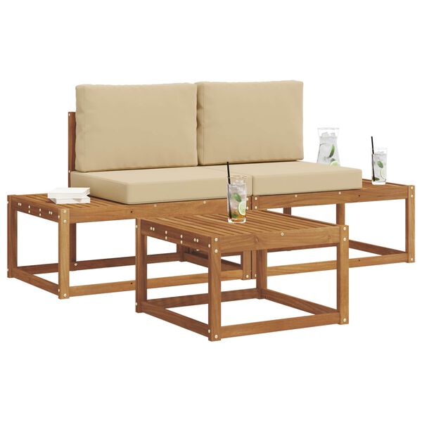 vidaXL Set vanjskih sofa s jastukom 3 pcs Prirodna