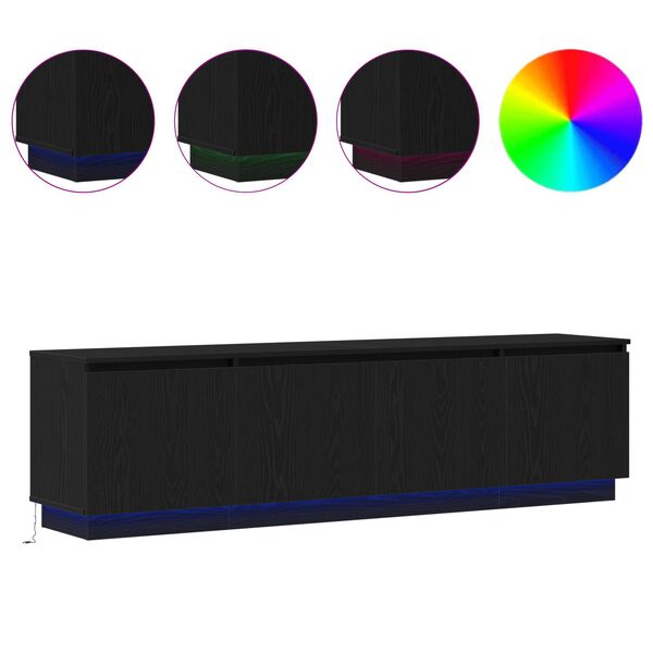 vidaXL TV kabinet s LED-om Crni hrast 180 x 38 x 49 cm