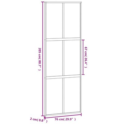 vidaXL Klizna vrata crna 76x205 cm od kaljenog stakla i aluminija