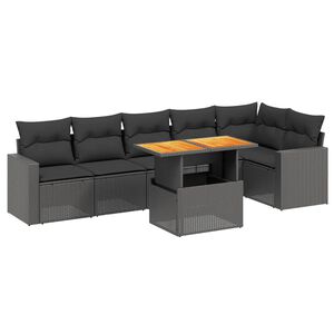 vidaXL 7-dijelni set vrtnih sofa od poliratana s jastucima crni
