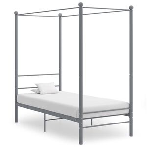 vidaXL Okvir za krevet s nadstre&scaron;nicom sivi metalni 90 x 200 cm