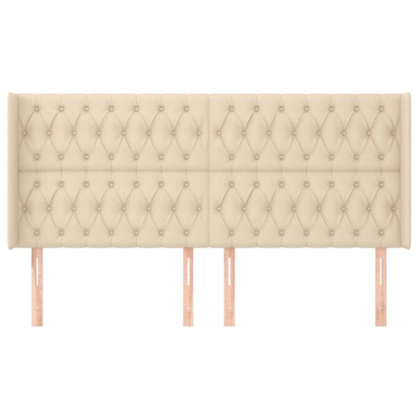 vidaXL Uzglavlje s u&scaron;ima krem 203x16x118/128 cm od tkanine