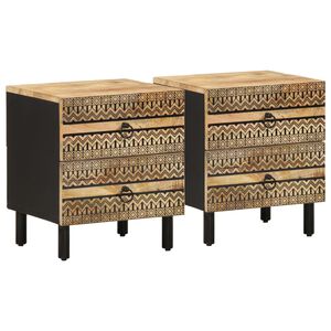 vidaXL Krevetni ormarići 2 kom crni 40x33,5x46cm puno grubo drvo mango