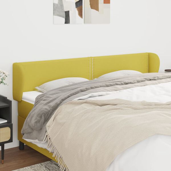 vidaXL Uzglavlje s u&scaron;ima zeleno 183x23x78/88 cm od tkanine