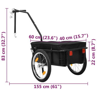 vidaXL Prikolica za bicikl / ručna kolica 155x60x83 cm čelična crna