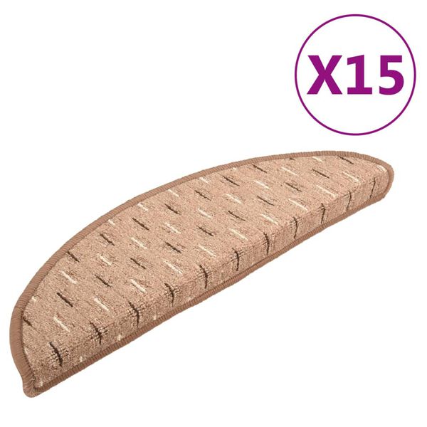 vidaXL Tepisi za stepenice 15 kom smeđi 65x21x4 cm