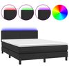 vidaXL Krevet box spring s madracem LED crni 140 x 190 cm umjetna koža