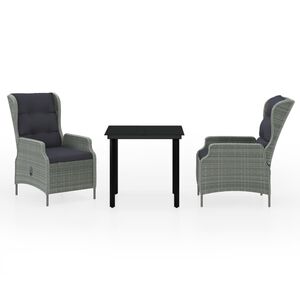 vidaXL 3-dijelni vrtni blagovaonski set svjetlosivi