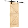 vidaXL Klizna vrata Prirodna i crna 85 x 210 cm Čvrsta borovina