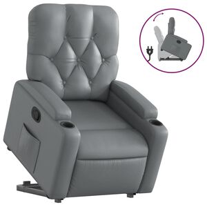 vidaXL Naslonjač na podizanje od umjetne kože siva
