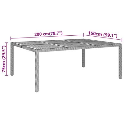 vidaXL Vrtni stol 200x150x75 cm od bagremovog drva i poliratana crni