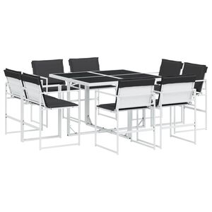 vidaXL 9-dijelni vrtni blagovaonski set s jastucima bijeli tekstilena