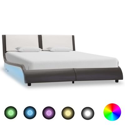 vidaXL Okvir za krevet od umjetne kože LED sivo-bijeli 120 x 200 cm