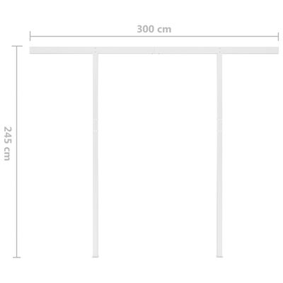 vidaXL Tenda na ručno uvlačenje sa stupovima 3,5 x 2,5 m krem