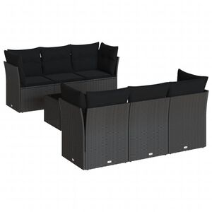 vidaXL 7-dijelni set vrtnih sofa od poliratana s jastucima crni
