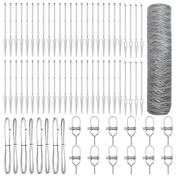 vidaXL Stup za ogradu Srebrno 100 x 0,4 m (mreža 50 mm) Čelik