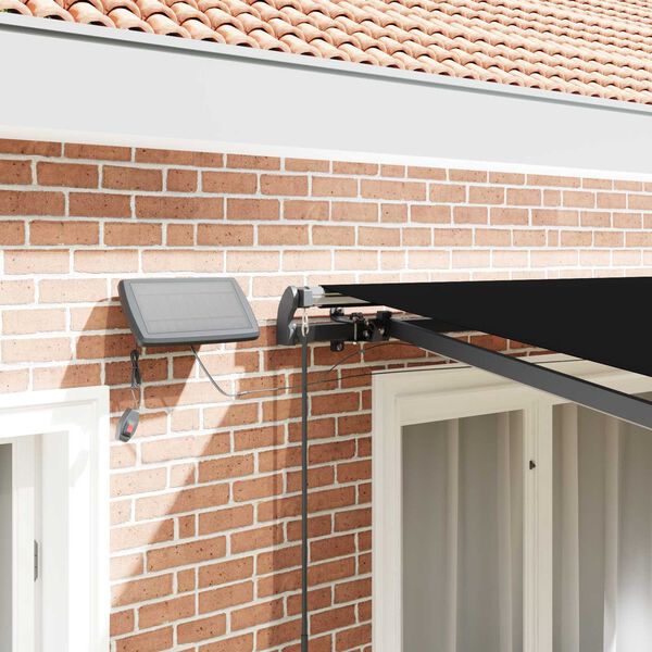 vidaXL Skrovita tenda S LED lampica Crna 350 x 250 cm tkanina