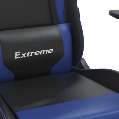 vidaXL Masažna igraća stolica s osloncem crno-plava od umjetne kože