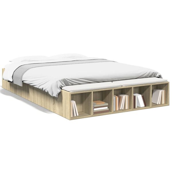 vidaXL Okvir za krevet boja hrasta 140 x 200 cm konstruirano drvo