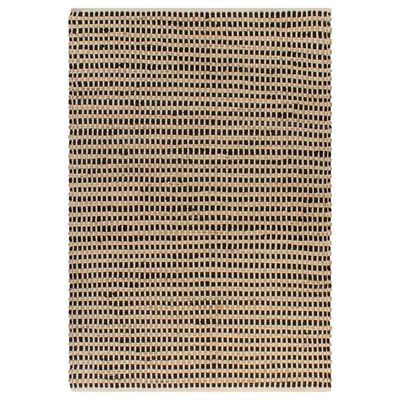 vidaXL Ručno tkani tepih od jute i tkanine 120 x 180 cm prirodni i crni