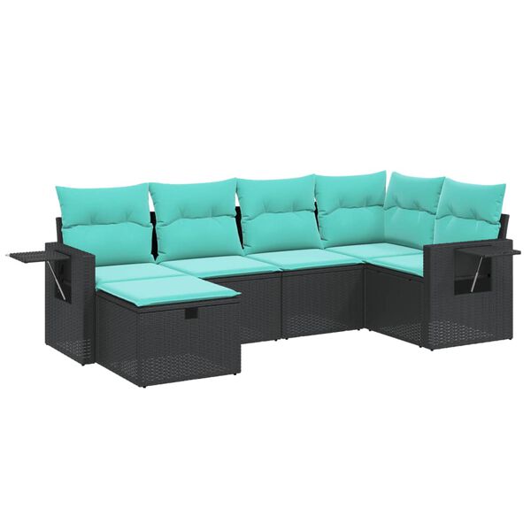 vidaXL 6-dijelni set vrtnih sofa od poliratana s jastucima smeđi