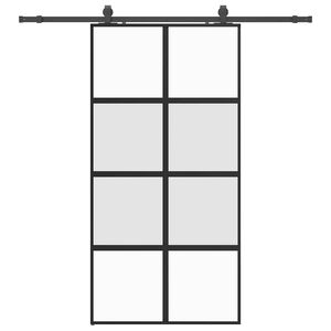 vidaXL Klizna vrata s priborom crna 102,5 x 205 cm kaljeno staklo
