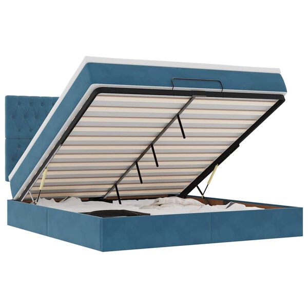 vidaXL Okvir kreveta s madracima tamnoplavi 160x200cm bar&scaron;unasti